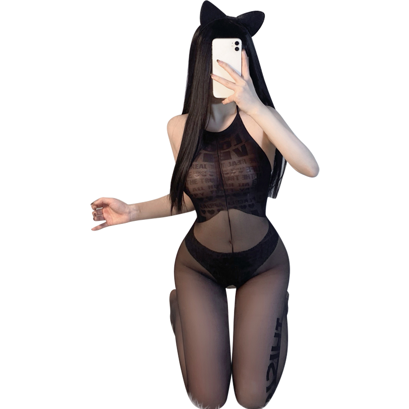 Fée et Moi Alphabet Mesh Open-Crotch Bodystocking