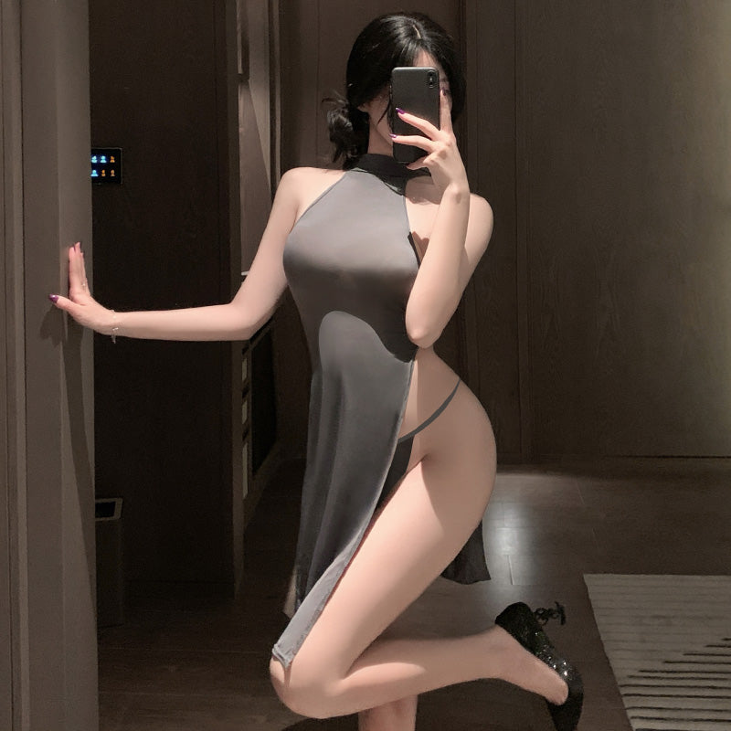 Fée et moi Halter Slit Cheongsam-Style Lingerie Set