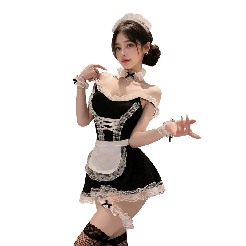 Fée et moi Cute Faux Leather French Maid Lingerie Set
