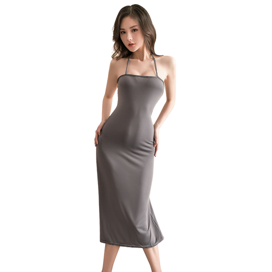 Fée et moi Backless Cross-Tie Halter Nightdress Lingerie Set