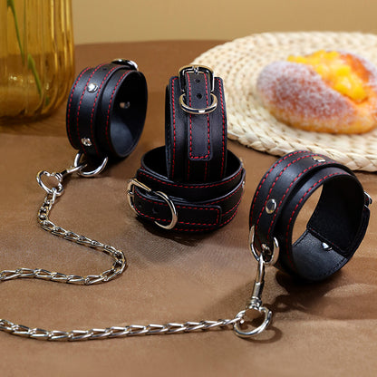Edge 8-Piece Bondage Restraint Kit with Storage Case – Black & Red