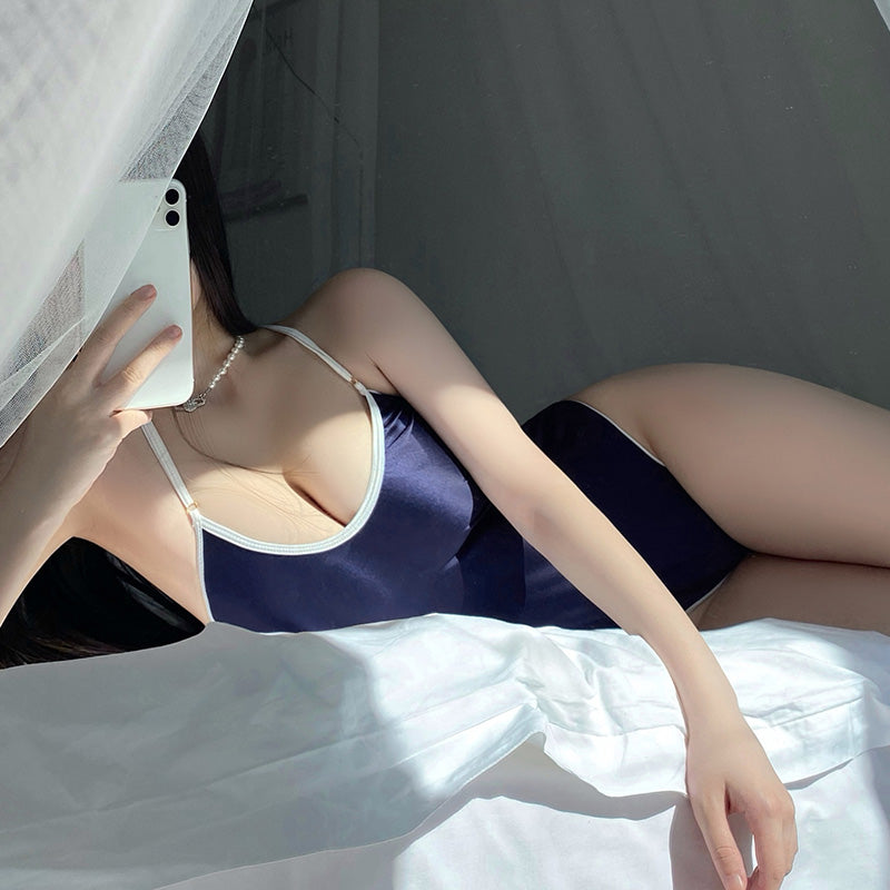 Fée et moi Pearl Gloss Snap-Crotch Swimsuit Bodysuit