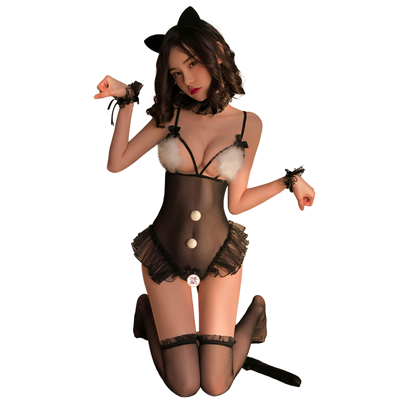 Fée et moi Flirty Catgirl Sheer Lingerie Costume Set