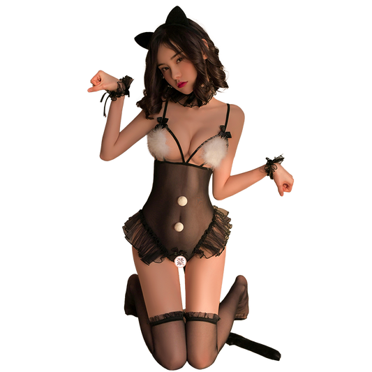 Fée et moi Flirty Catgirl Sheer Lingerie Costume Set