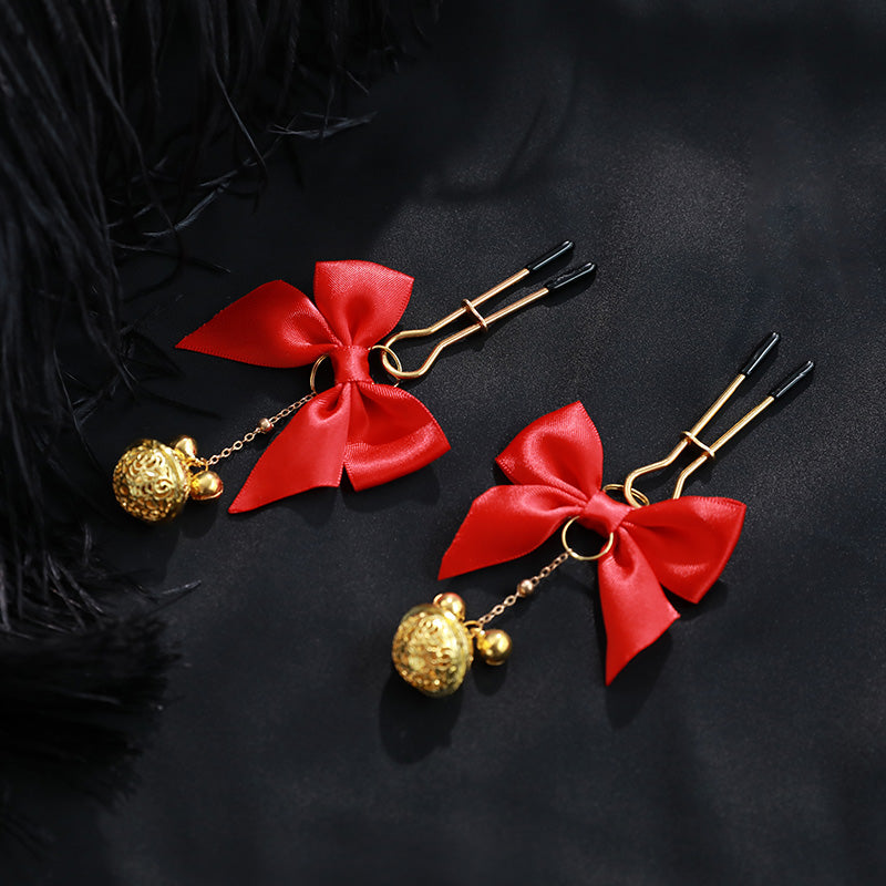 Fée et moi Adjustable Nipple Clamps with Bow & Bell