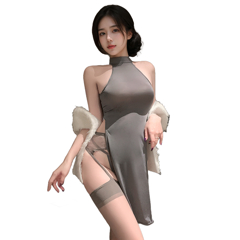 Fée et moi Halter Slit Cheongsam-Style Lingerie Set