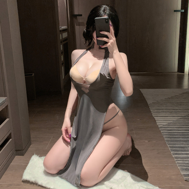 Fée et moi Halter Slit Cheongsam-Style Lingerie Set