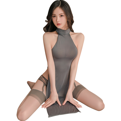Fée et moi Halter Slit Cheongsam-Style Lingerie Set