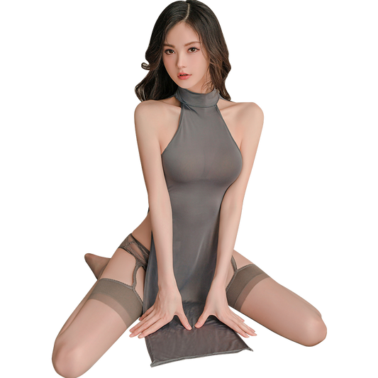 Fée et moi Halter Slit Cheongsam-Style Lingerie Set