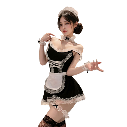 Fée et moi Cute Faux Leather French Maid Lingerie Set