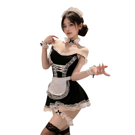 Fée et moi Cute Faux Leather French Maid Lingerie Set
