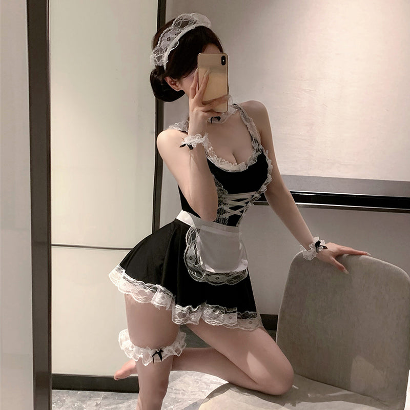 Fée et moi Cute Faux Leather French Maid Lingerie Set