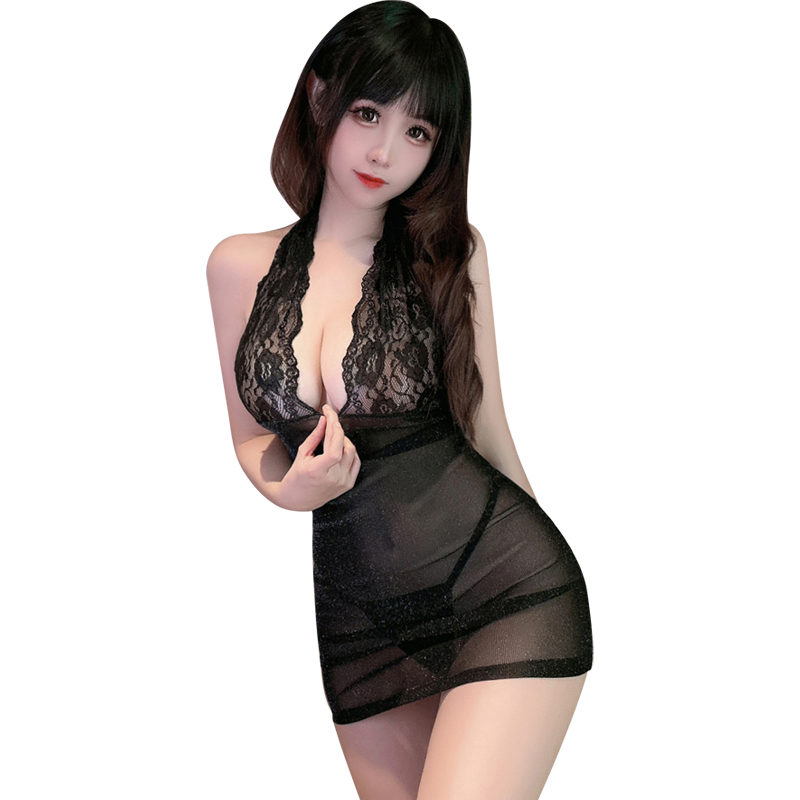 Fée et moi Glitter Lace Backless Mini Dress Lingerie Set